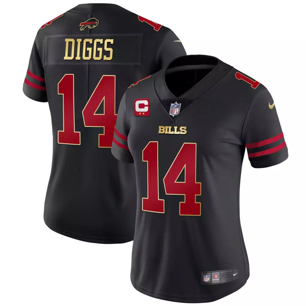Stefon Diggs Buffalo Bills Black Red Women's Vapor Jersey | Stitched Design | Fan Gear for Women