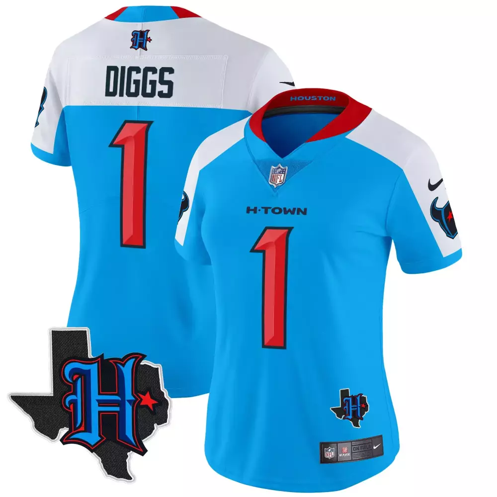 Stefon Diggs Houston Texans 2024 Texas Patch Vapor Limited Jersey V2 | Blue Alternate Design for Women | Fan Gear for All