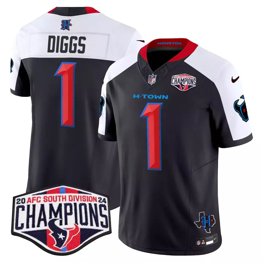 Stefon Diggs Houston Texans Navy Alternate 2024 AFC South Division Champions Patch Vapor Limited Jersey | All Stitched | For Men, Women & Youth