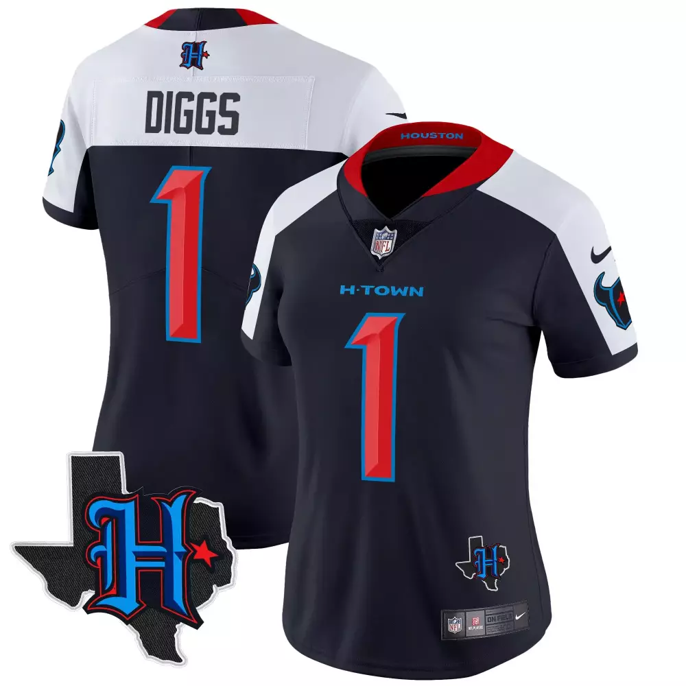 Stefon Diggs Houston Texans 2024 Navy Alternate Women's Limited Jersey V2 | Stitched Texas Patch | Fan Gear for Women