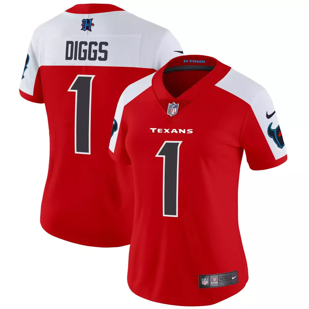Stefon Diggs Red Alternate Women's Houston Texans 2024 Vapor Jersey | All Stitched | Limited Edition Fan Gear | For Men, Women & Youth