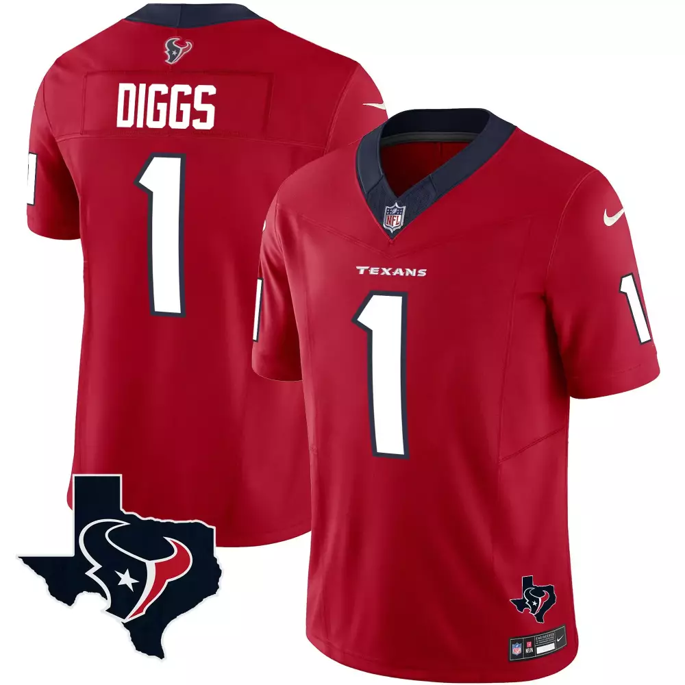 Stefon Diggs Houston Texans 2024 Red Women's AFC South Champions Vapor Limited Jersey | All Stitched | Fan Gear for Women