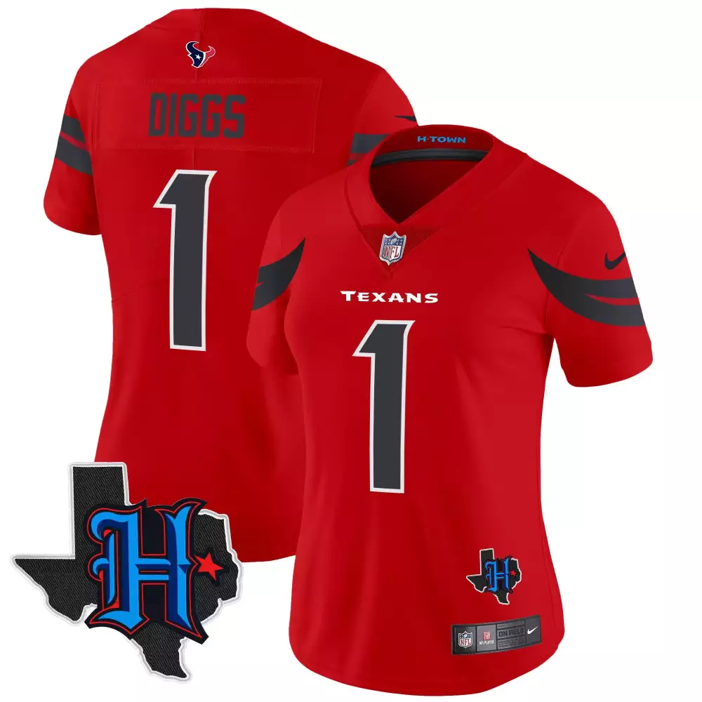 Stefon Diggs Houston Texans 2024 Red Women's Texas Patch Vapor Limited Jersey V2 | All Stitched | Perfect Gift Idea for Fans