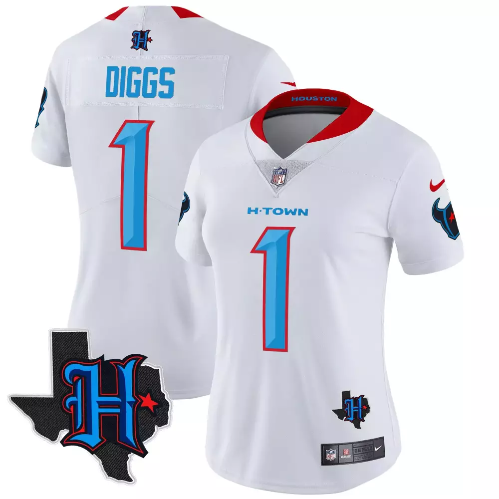 Stefon Diggs Houston Texans 2024 Texas Patch Vapor Limited Jersey | Women's White Stitched | Fan Gear for Men, Women & Youth