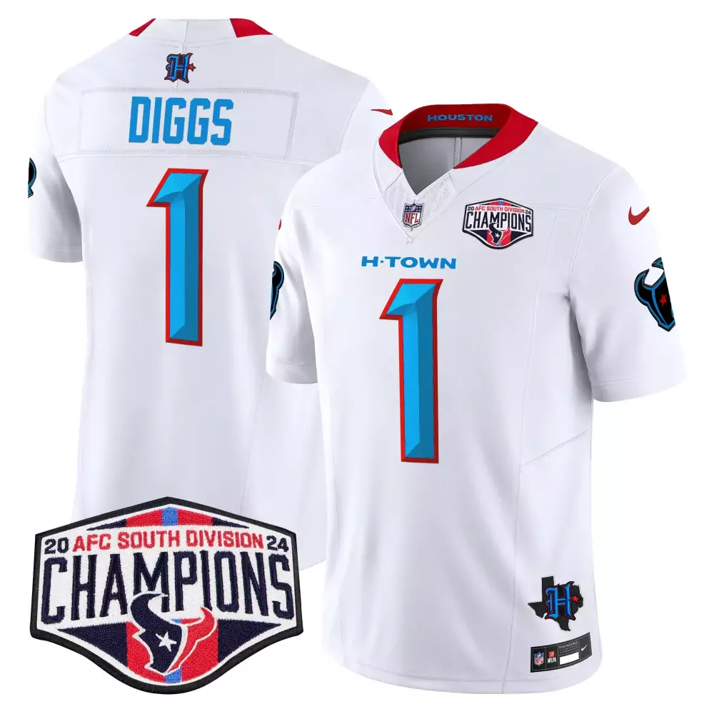 Stefon Diggs Houston Texans 2024 AFC South Champions Vapor Limited Jersey | Men's White Stitched | Fan Gear for Men, Women & Youth