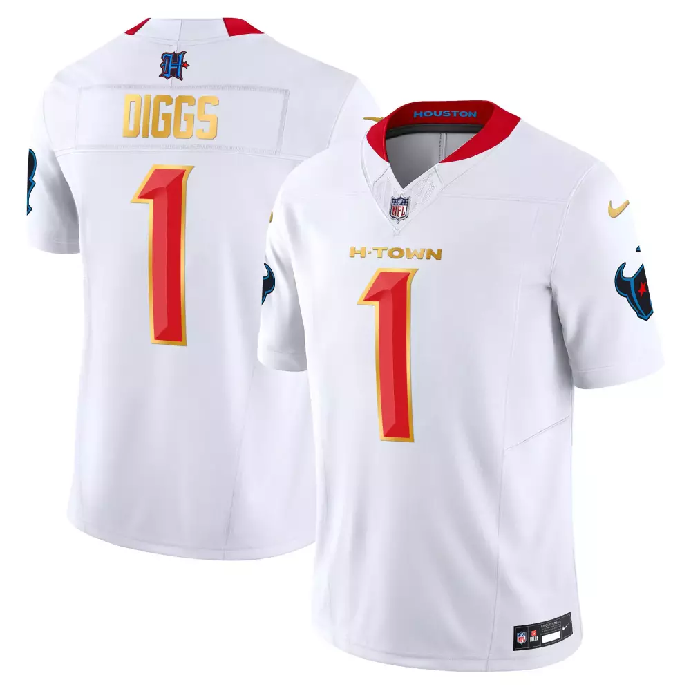 Stefon Diggs Houston Texans 2024 Gold Trim Vapor Limited Jersey | Men's White Stitched | Fan Gear for Men, Women & Youth