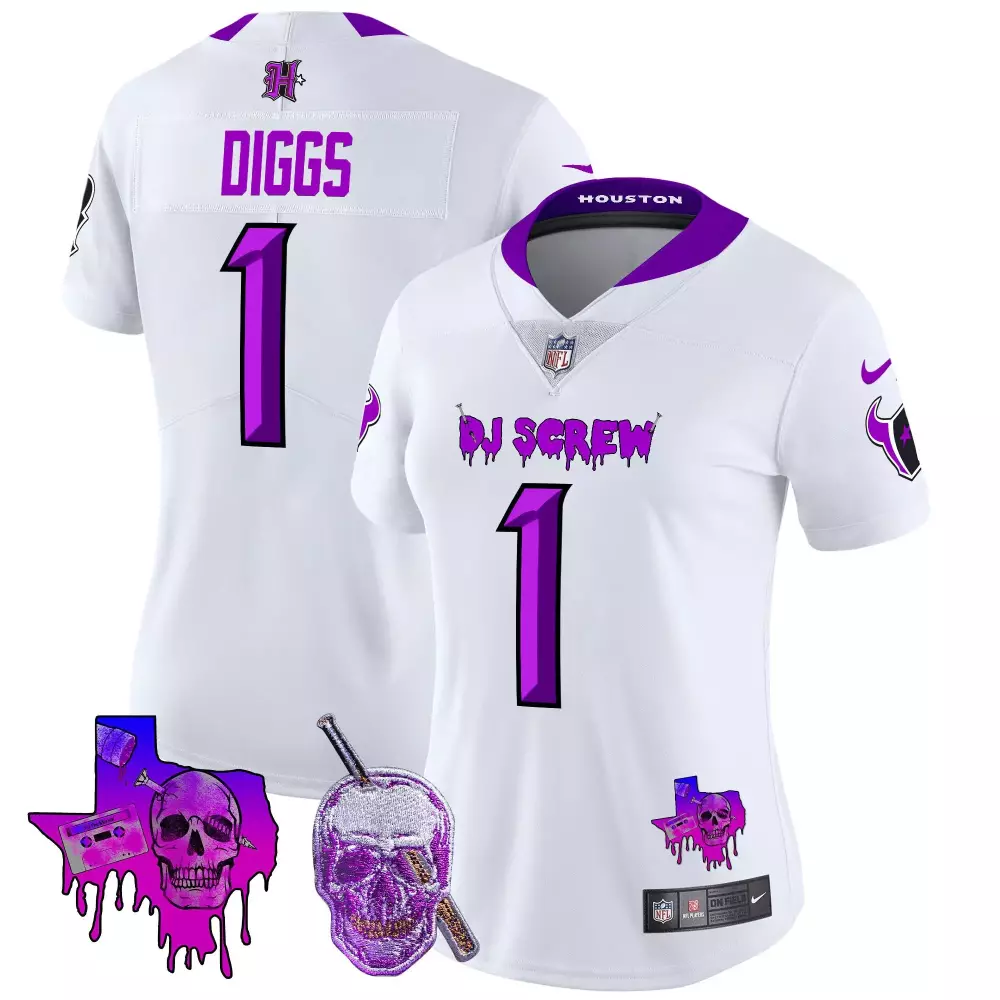 Stefon Diggs Houston Texans DJ Screw Vapor Limited Jersey | All Stitched White | Fan Gear for Men, Women & Youth