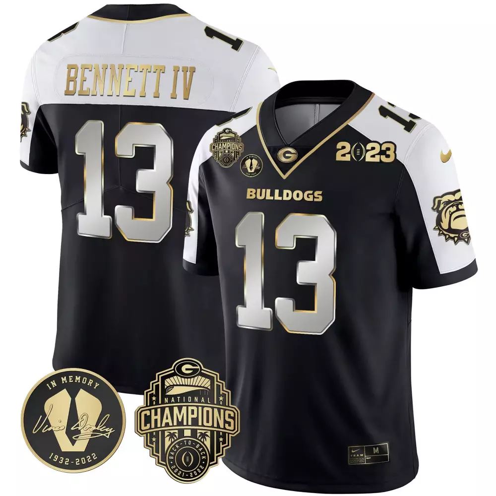 Stetson Bennett Alternate Limited Men's Georgia Bulldogs 2023 Vince Dooley Patch Gold Jersey | All Stitched | Limited Edition Fan Gear for Men, Women & Youth