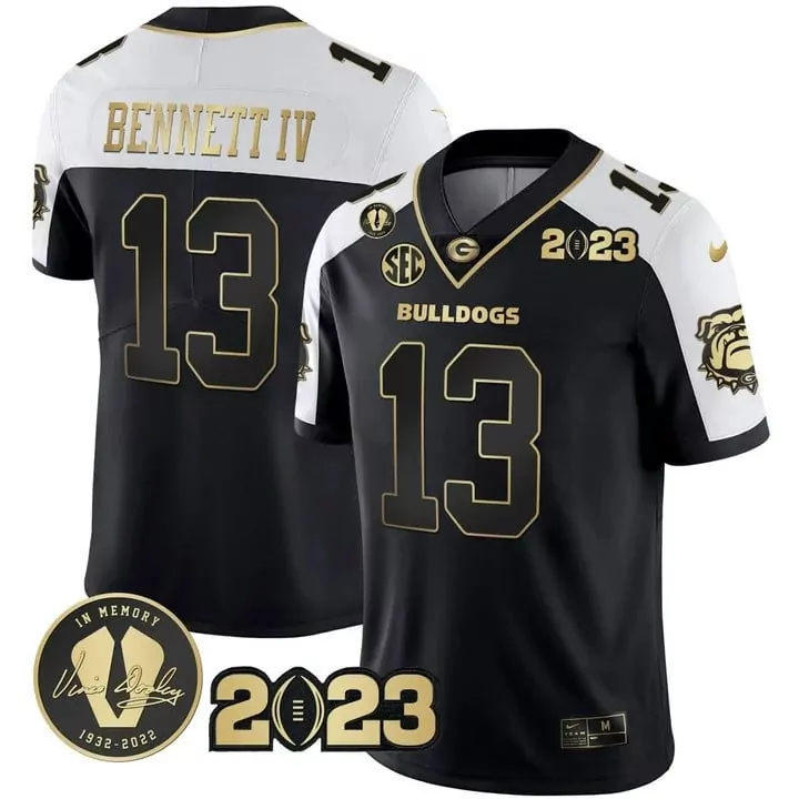 Stetson Bennett Men's Georgia Bulldogs 2023 Champions Alternate Jersey | Stitched Black & Gold | Limited Edition Fan Gear | For Men, Women & Youth