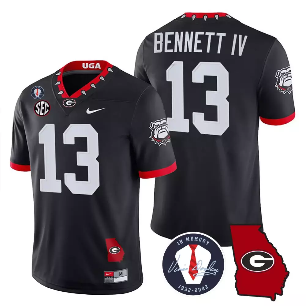 Stetson Bennett Georgia Bulldogs 2023 Vapor Jersey | Black with Georgia Map | All Stitched | Fan Gear for Men, Women & Youth