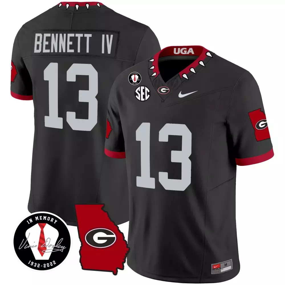 Stetson Bennett Georgia Bulldogs 2024 Vapor Jersey V3 | Black with Georgia Map | All Stitched | Fan Gear for Men, Women & Youth