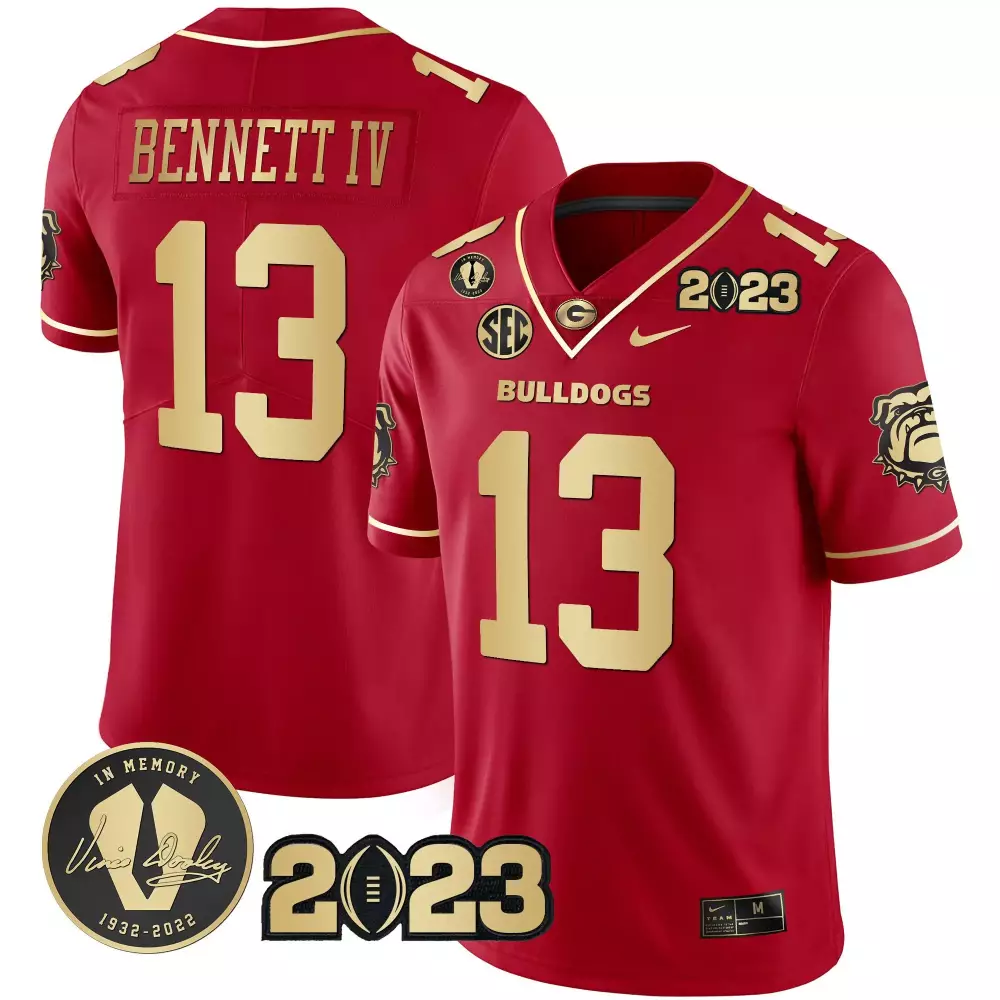 Stetson Bennett Red & Gold 2023 Champions V2 Jersey | All Stitched | Replica Fan Gear for Men, Women & Youth