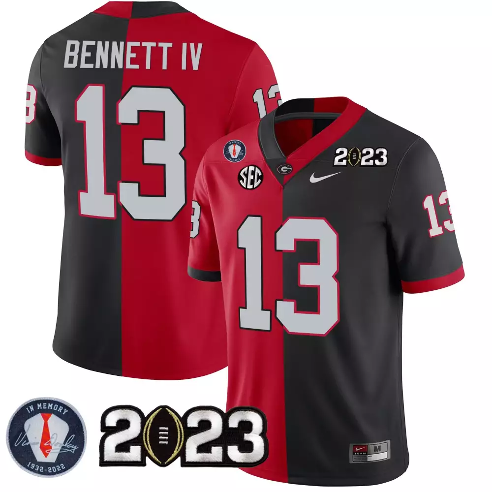 V Dooley 80 Men's Stitched Vapor Jersey | Black Georgia Bulldogs | In Memory Patch 2022 | Fan Gear for Men