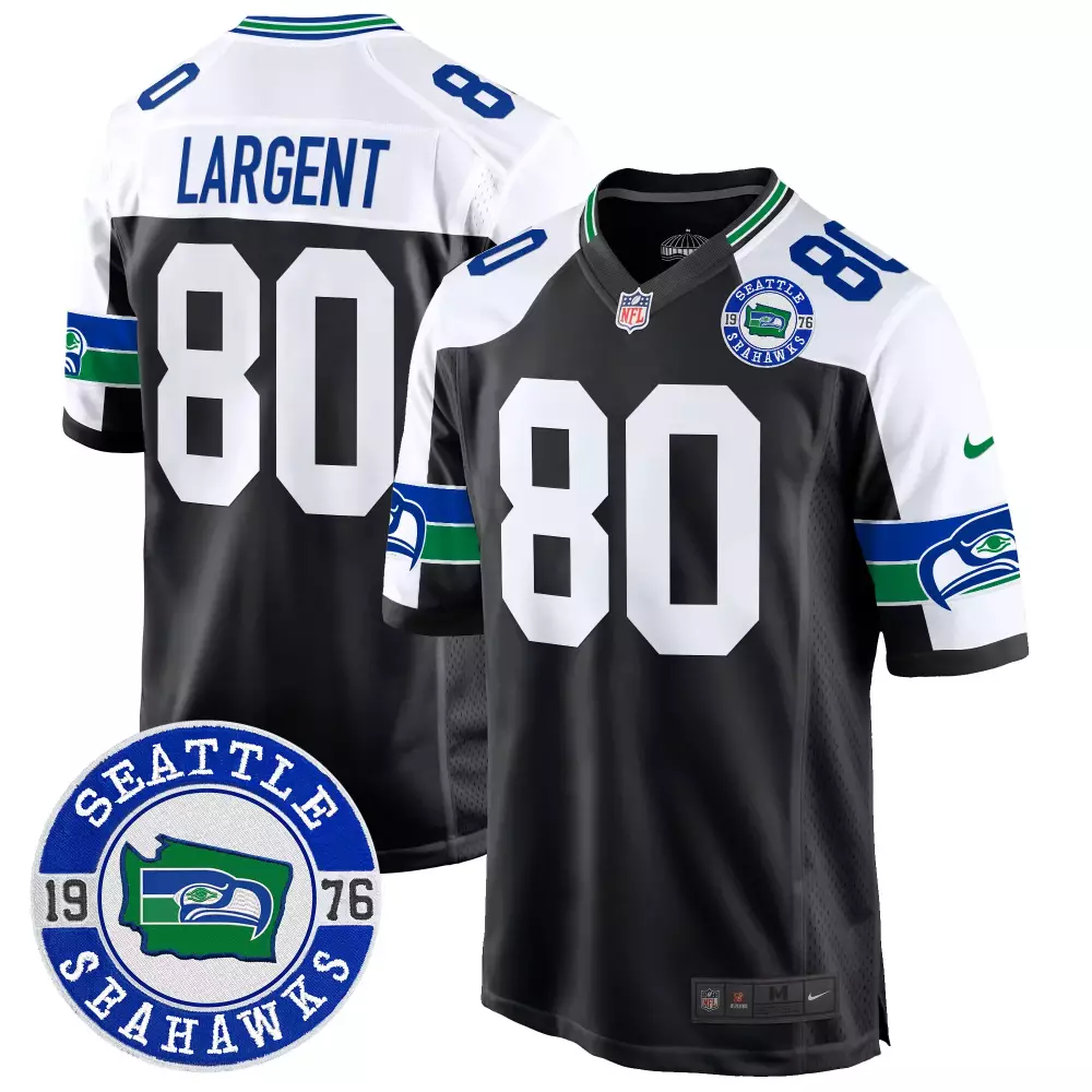 Steve Largent Black Alternate Jersey | Seattle Seahawks Throwback 1976 | Limited Edition Stitched Fan Gear | For Men, Women & Youth