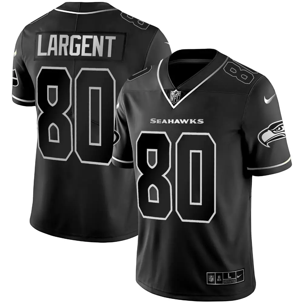 Steve Largent Black Silver Men's Seattle Seahawks Gold Player Jersey | Stitched Fan Gear | For Men