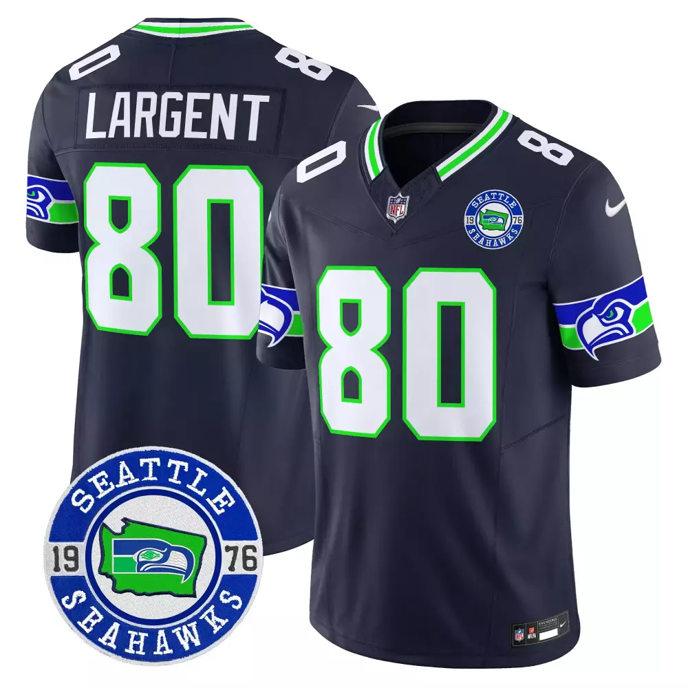 Steve Largent Seattle Seahawks Navy 2024 EST 1976 Patch Vapor Limited Jersey | Stitched Fan Gear for Men, Women & Youth