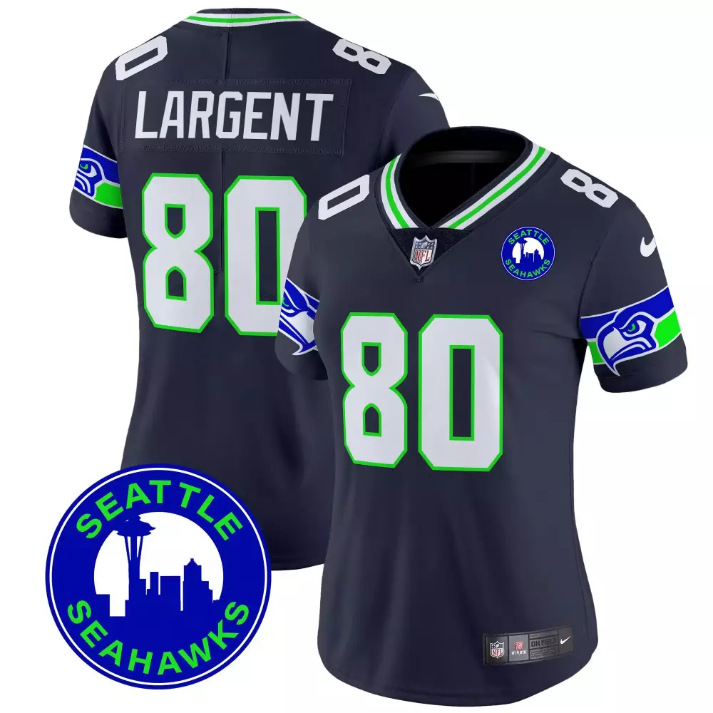 Steve Largent Seattle Seahawks Navy Women's 2024 City Patch Vapor Limited Jersey | Stitched Fan Gear for Women & Youth