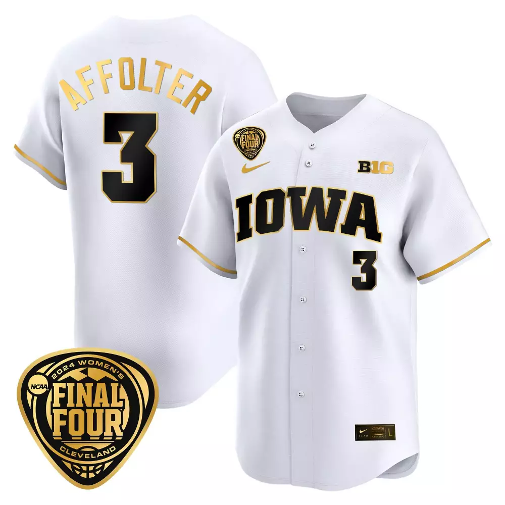 Sydney Affolter Iowa Hawkeyes 2024 Final Four Baseball Jersey | White Gold Stitched | Limited Edition Fan Gear | For Men, Women & Youth