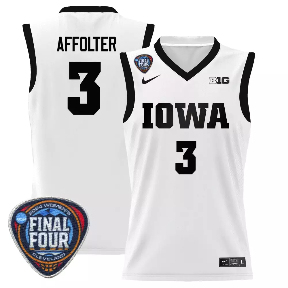 Sydney Affolter Iowa Hawkeyes 2024 Final Four White Basketball Jersey | Stitched Fan Gear | For Men, Women & Youth