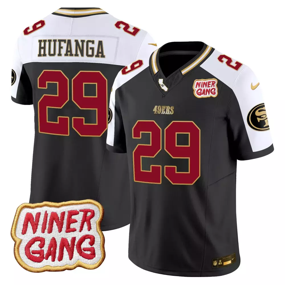 Talanoa Hufanga Black Alternate Men's San Francisco 49ers 2024 Niner Gang Patch Vapor Jersey | All Stitched | For Men, Women & Youth