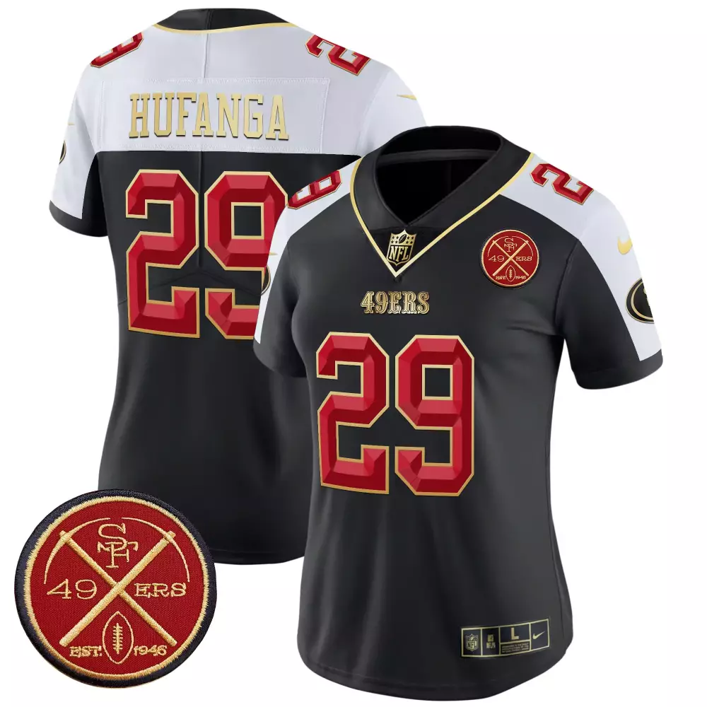 Talanoa Hufanga Black Alternate Women's 49ers Jersey | Limited Edition Vapor | Fan Gear for Game Day | For Men, Women & Youth