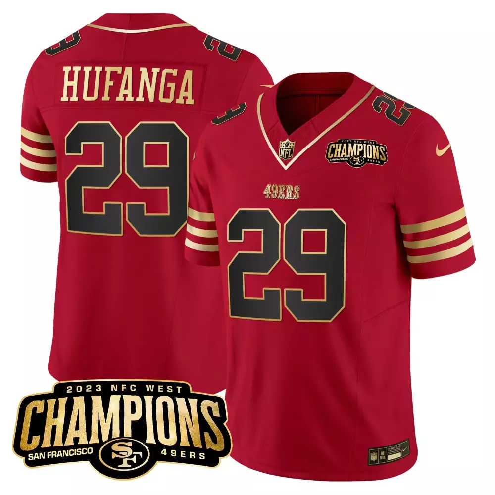 Talanoa Hufanga Scarlet Limited Stitched Jersey | 49ers 2023 NFC West Champions | Fan Gear for Men, Women & Youth