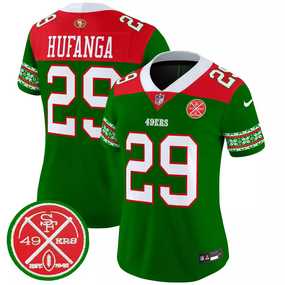 Talanoa Hufanga Green Women's 49ers 2024 Christmas Vapor Limited Jersey | Stitched Fan Gear | For Men, Women & Youth