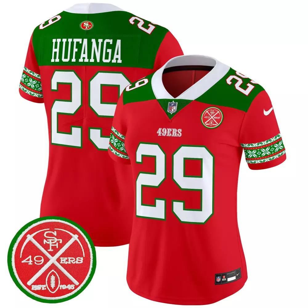 Talanoa Hufanga Red Women's 49ers 2024 Christmas Vapor Limited Jersey | Stitched Fan Gear | For Men, Women & Youth