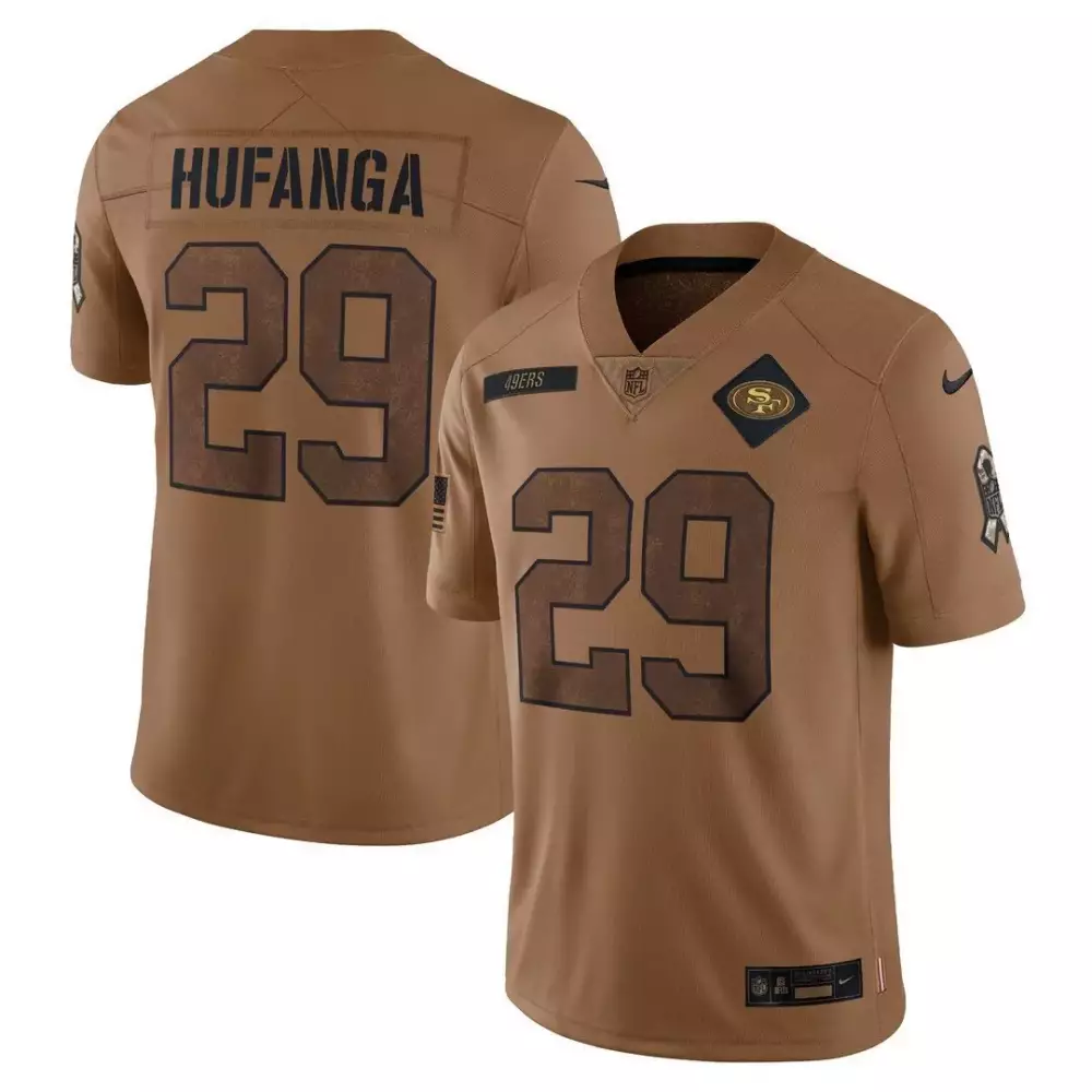 Talanoa Hufanga San Francisco 49ers Youth 2023 Salute to Service Jersey | Limited Edition Brown | Fan Gear for Men, Women & Youth