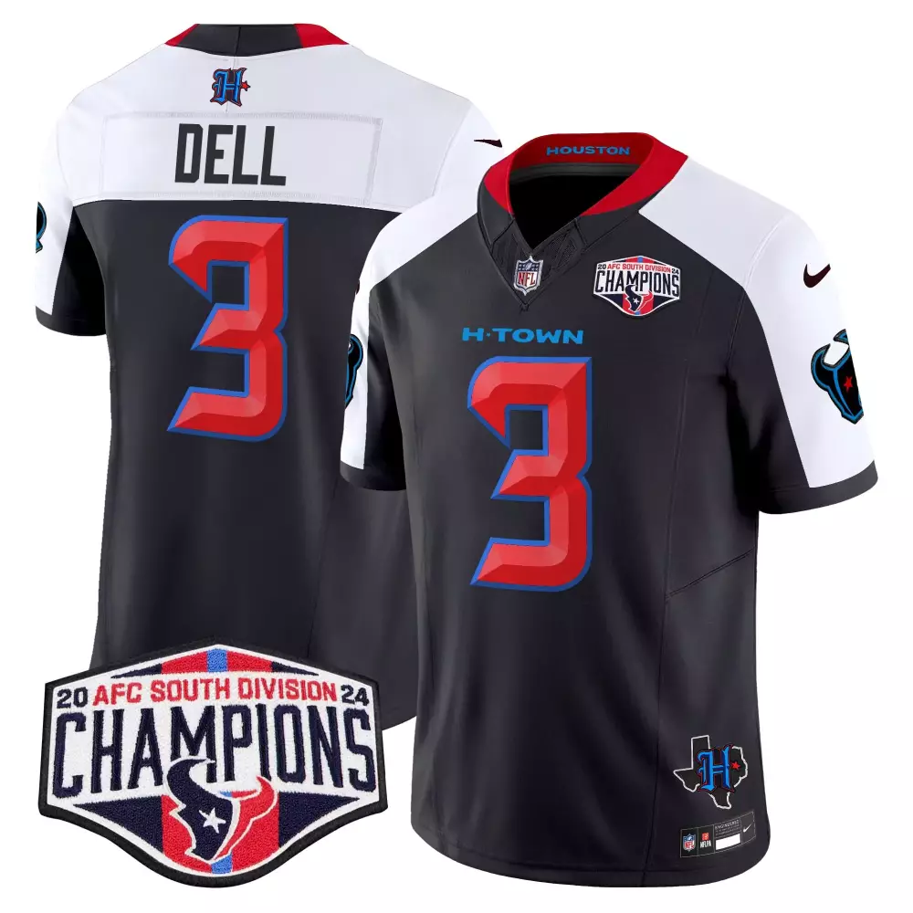 Tank Dell Houston Texans 2024 AFC South Division Champions Patch Vapor Limited Jersey | Navy Stitched | Limited Edition Fan Gear for Men, Women & Youth