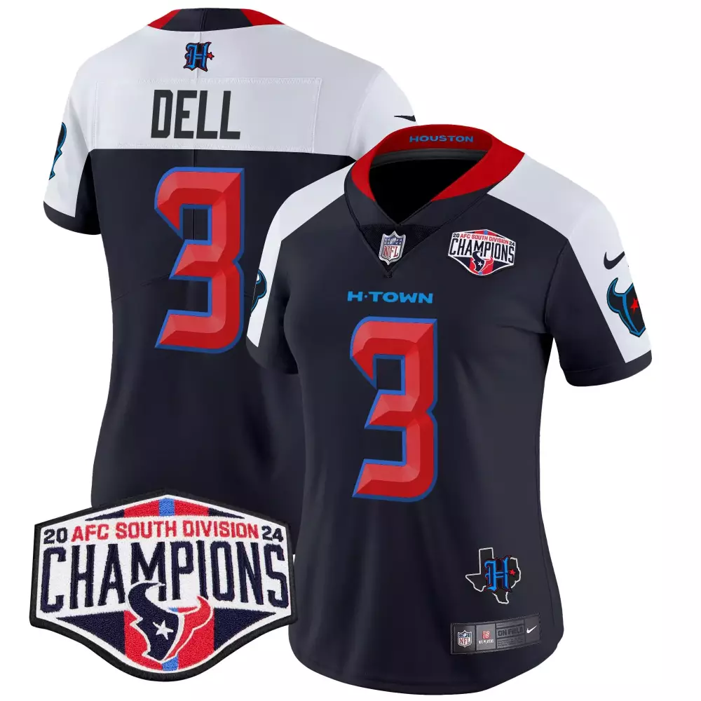 Tank Dell Houston Texans 2024 Navy Alternate Women's Jersey | AFC South Champions Patch | Vapor Limited Edition Fan Gear | For Men, Women & Youth
