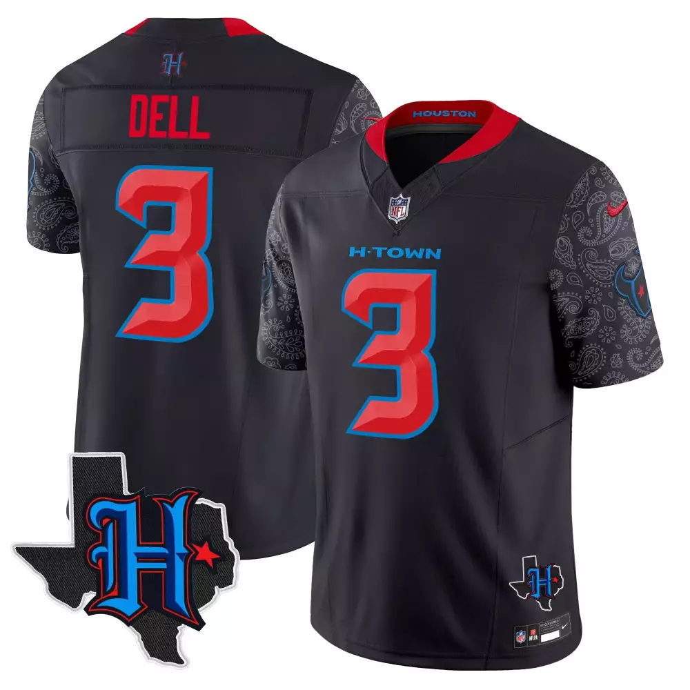 Tank Dell Houston Texans 2024 Navy Limited Men's Jersey | Texas Patch Vapor Limited Edition V4 | All Stitched Fan Gear | For Men, Women & Youth