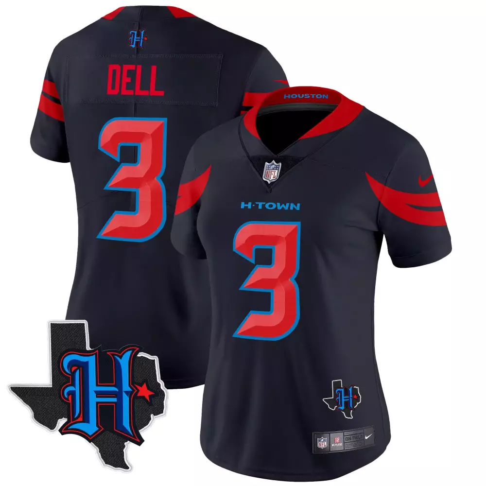 Tank Dell Houston Texans 2024 Navy Limited Women's Jersey | Texas Patch Vapor Limited Edition V3 | All Stitched Fan Gear | For Men, Women & Youth