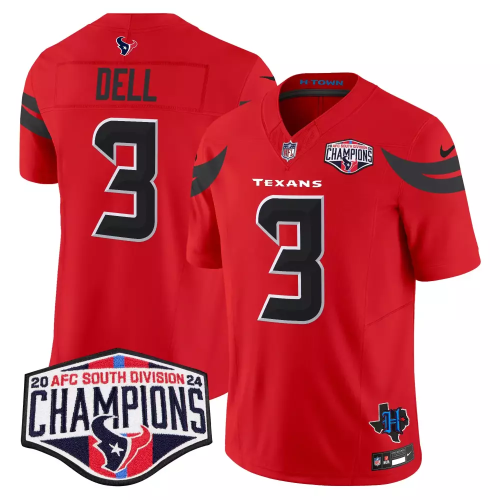 Tank Dell Houston Texans 2024 Red Vapor Limited Jersey | Men's All Stitched AFC South Champions Patch | For Men, Women & Youth