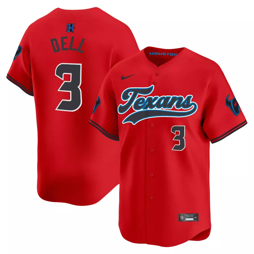 Tank Dell Houston Texans 2024 Red Baseball Jersey | Men's All Stitched | For Men, Women & Youth