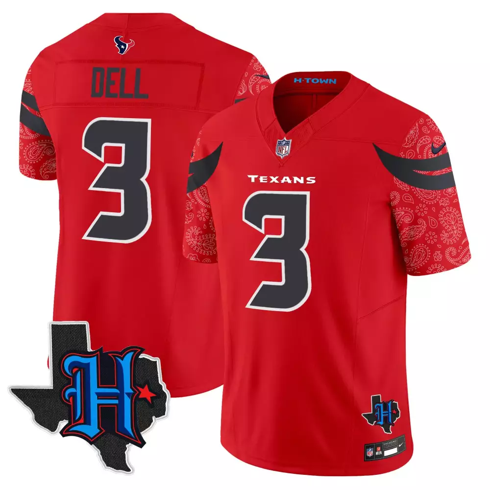 Tank Dell Houston Texans 2024 Red Texas Patch Vapor Limited Jersey V4 | Men's All Stitched | For Men, Women & Youth
