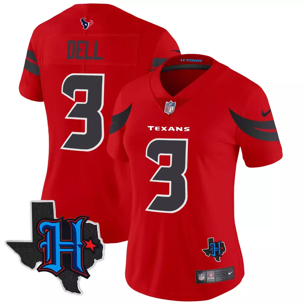 Tank Dell Houston Texans 2024 Texas Patch Vapor Limited Jersey | Red Stitched Fan Gear | For Women
