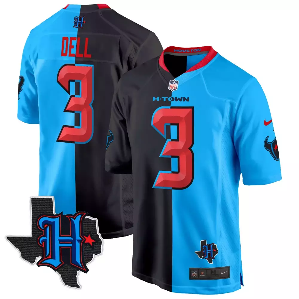 Tank Dell Houston Texans 2024 Texas Patch Game Jersey | Split Stitched Fan Gear | For Men