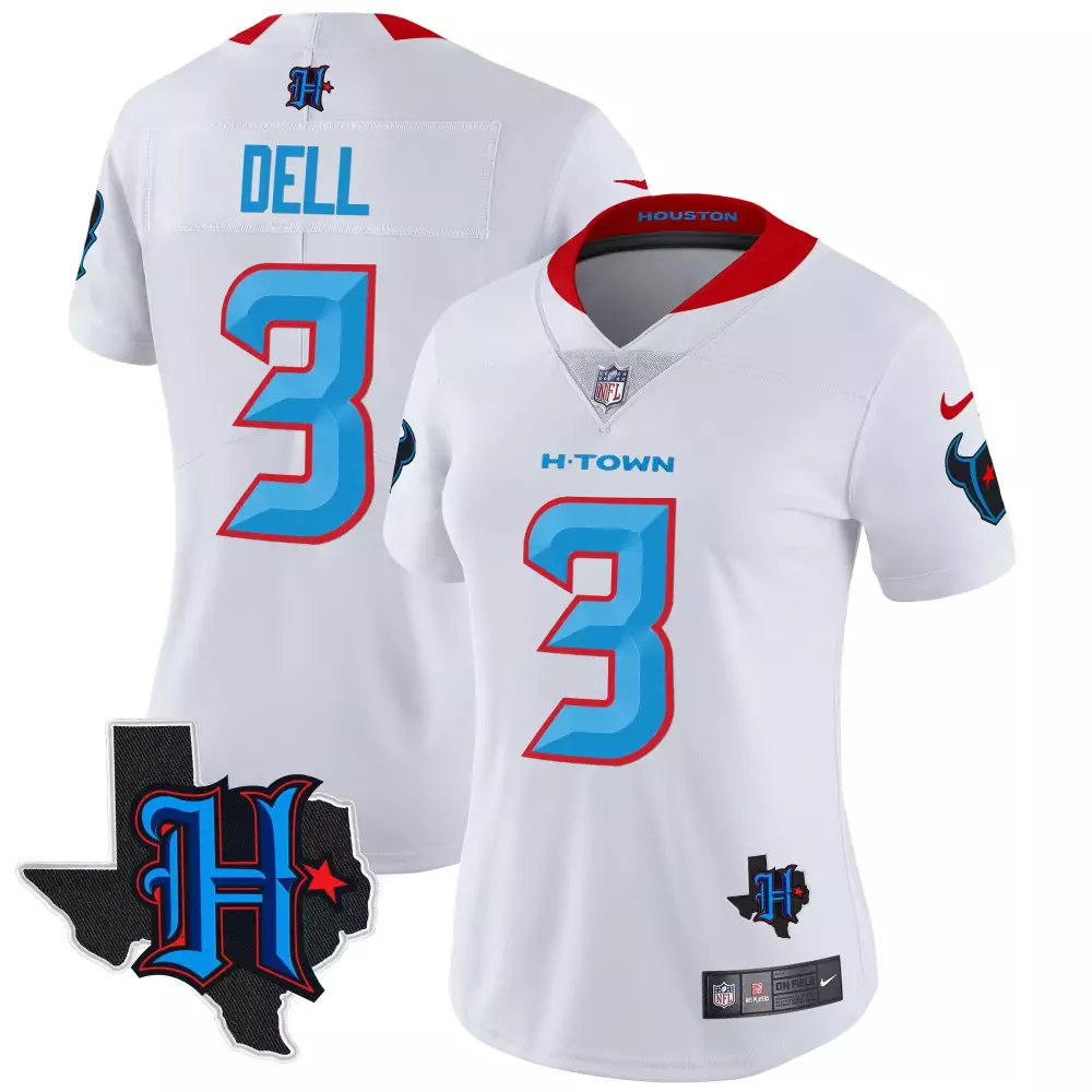 Tank Dell Houston Texans 2024 Texas Patch Vapor Limited Jersey V2 | White Limited Stitched Fan Gear | For Women