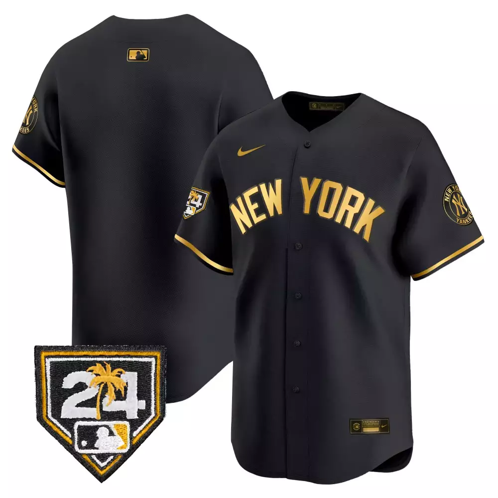 Yankees Men's Black Gold 2024 Spring Training Vapor Premier Limited Jersey V3 | All Stitched | Fan Gear for Game Day | For Men, Women & Youth
