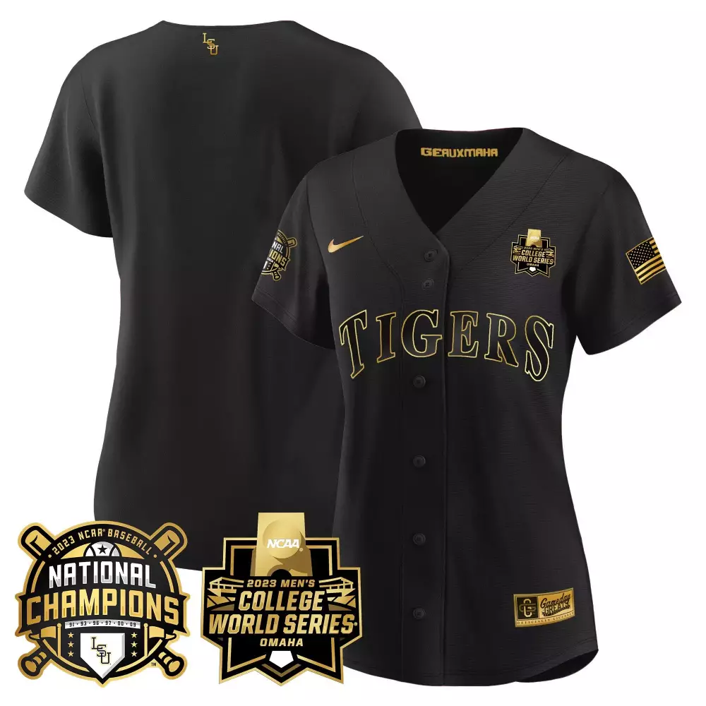 LSU Tigers 2023 National Champions Black Gold Women's Jersey V3 | Stitched Cool Design | Limited Edition Fan Gear | For Women & Youth