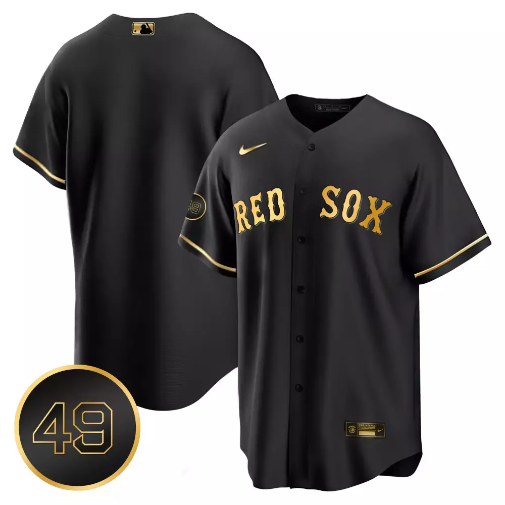 Team Black Limited Boston Red Sox Tim Wakefield Patch Cool Base Jersey | Men's All Stitched | For Men, Women & Youth