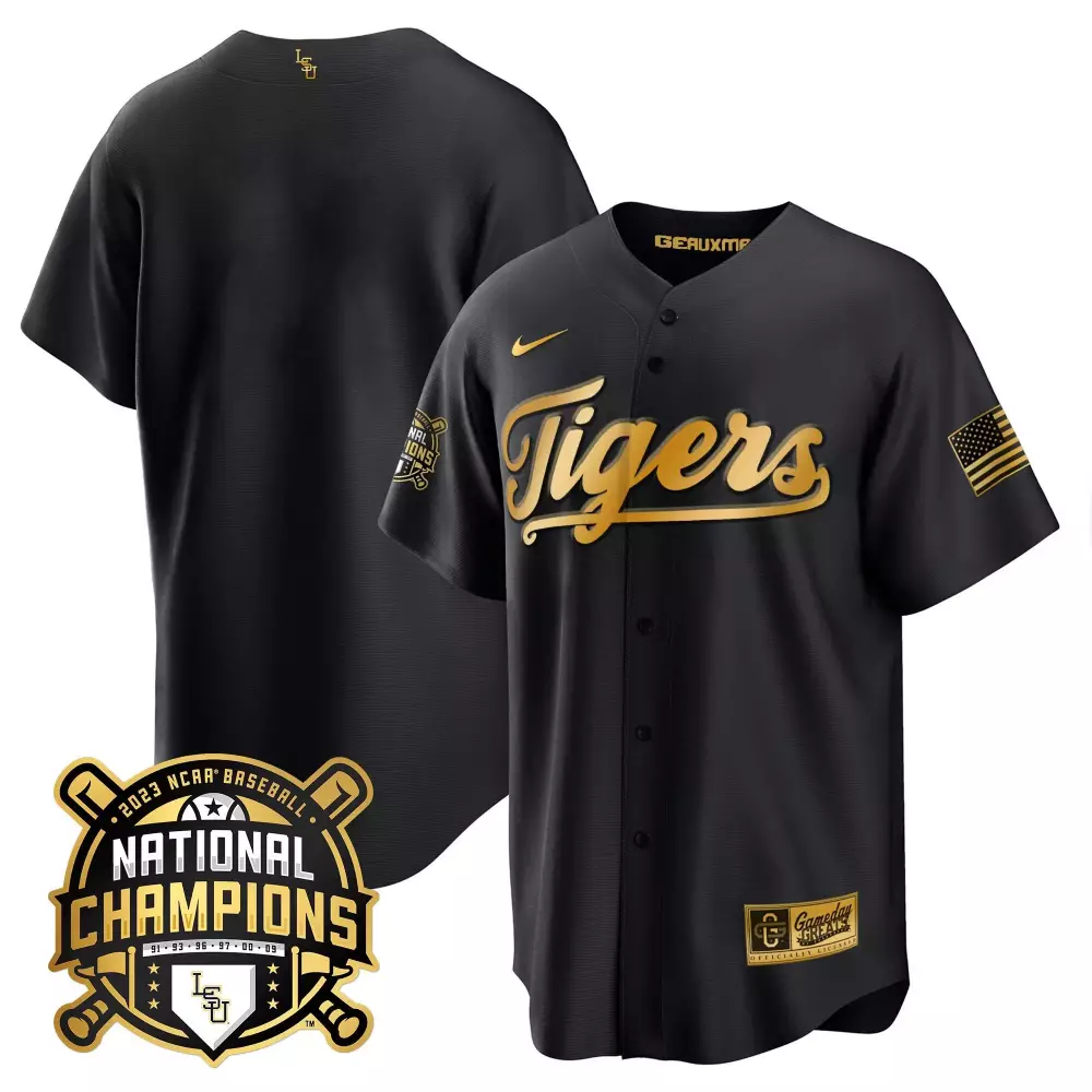 LSU Tigers 2023 National Champions Black Limited Youth Jersey V2 | Stitched Cool Design | Replica Fan Gear | For Youth