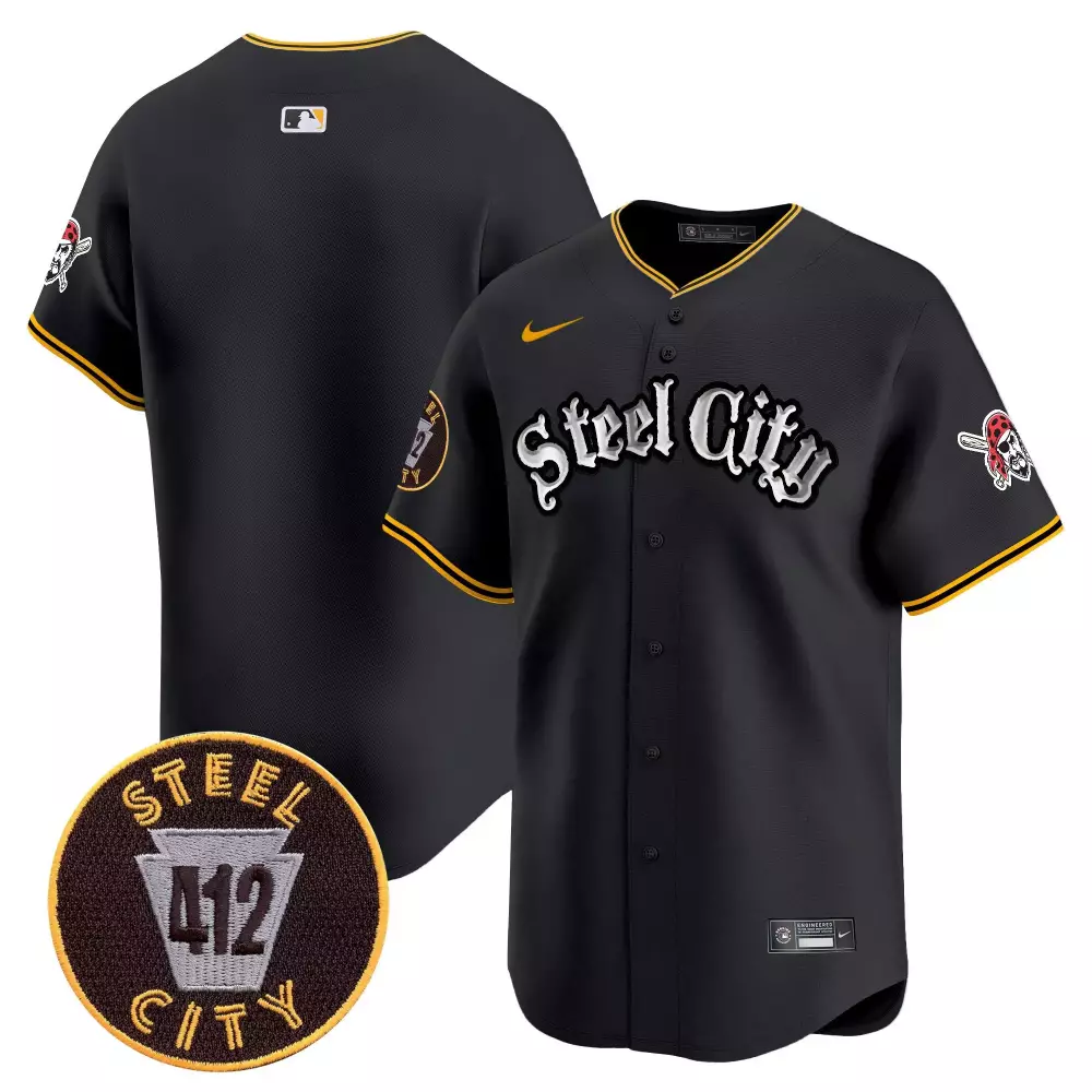 Pittsburgh Pirates 412 Patch Black Jersey V2 | Vapor Premier Limited Edition | Stylish Fan Gear for Men, Women & Youth