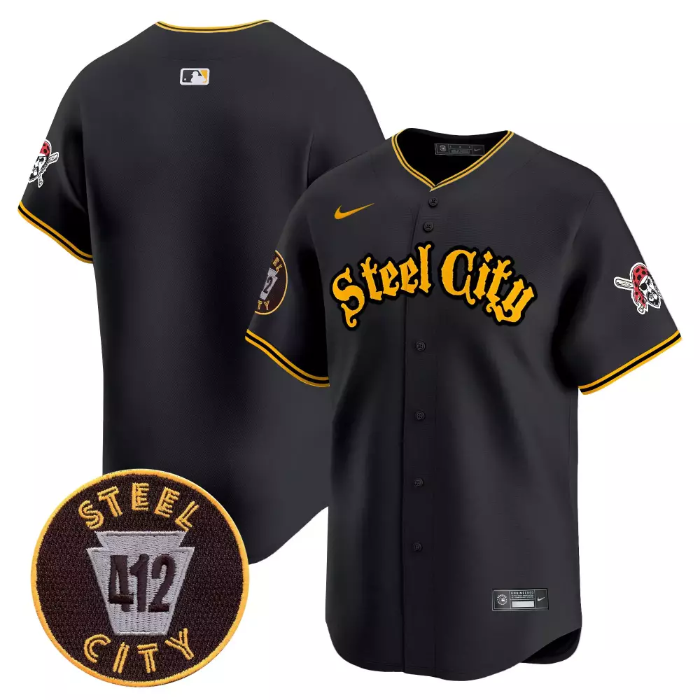 Pittsburgh Pirates 412 Patch Black Jersey V5 | Vapor Premier Limited Edition | Stylish Fan Gear for Men, Women & Youth