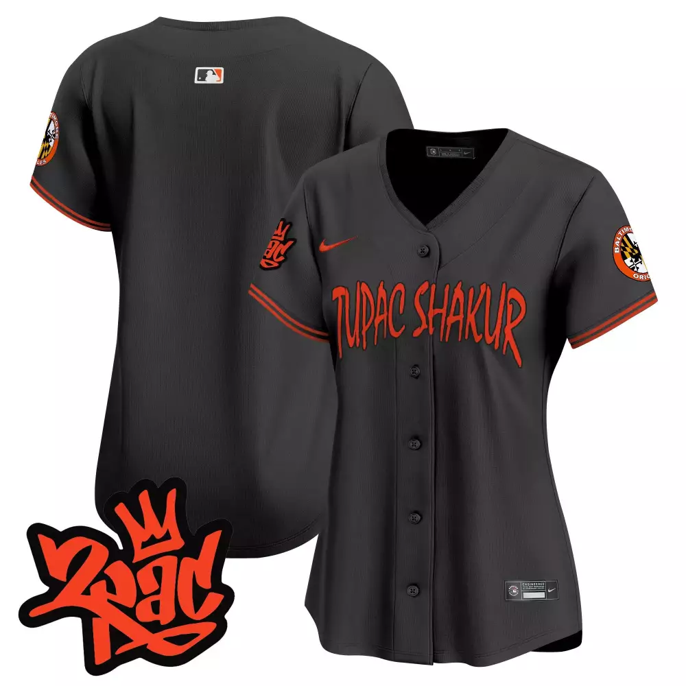 Tupac Shakur Baltimore Orioles Women's Black Jersey | Vapor Premier Limited Edition | Fan Gear for Game Day | For Men, Women & Youth