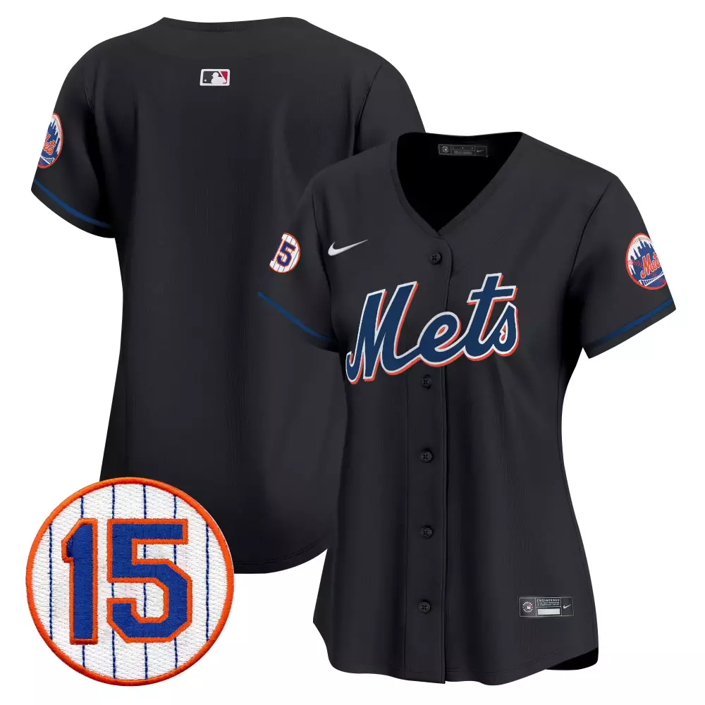 2024 Jerry Grote Patch New York Mets Women's Vapor Premier Jersey | Stitched Black Limited Edition | Fan Gear for Men, Women & Youth