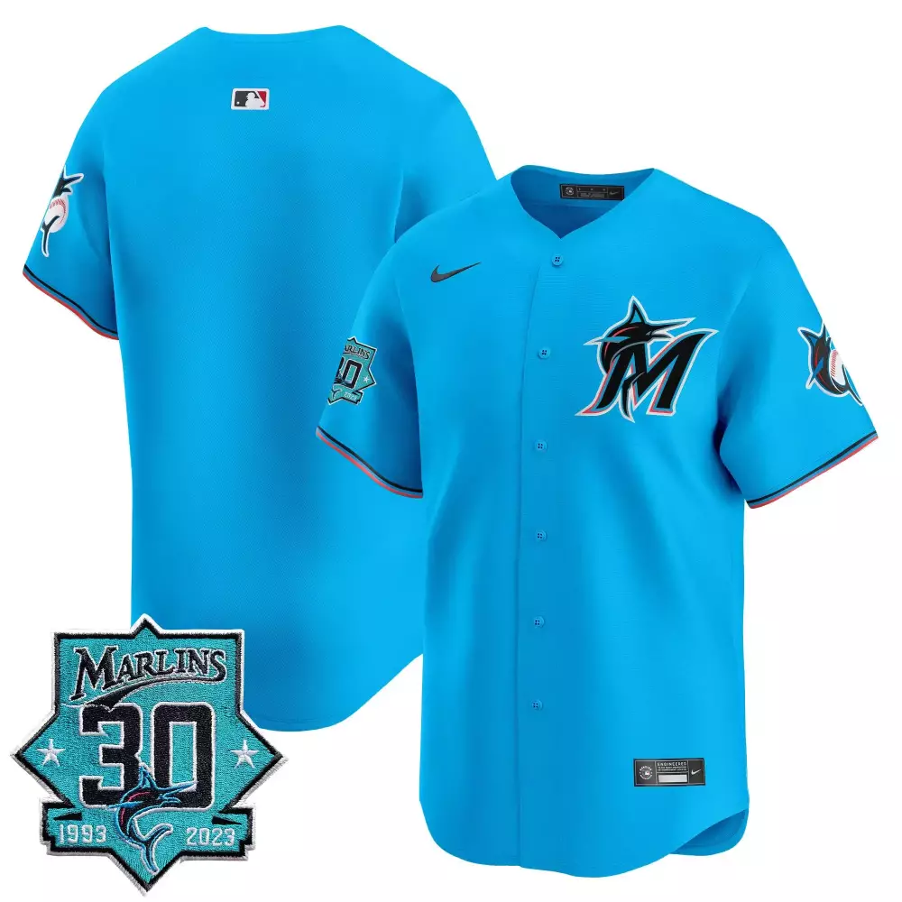 Team Blue Men's Miami Marlins 30 Seasons Anniversary Vapor Premier Limited Jersey | All Stitched | For Men, Women & Youth