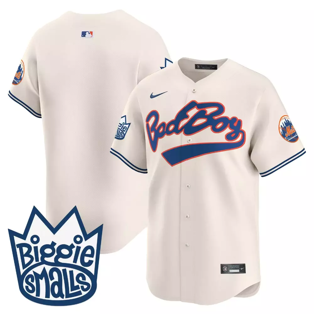 Biggie Smalls New York Mets Men's Vapor Premier Jersey | Team Cream | Limited Edition Stitched Fan Gear | For Men, Women & Youth