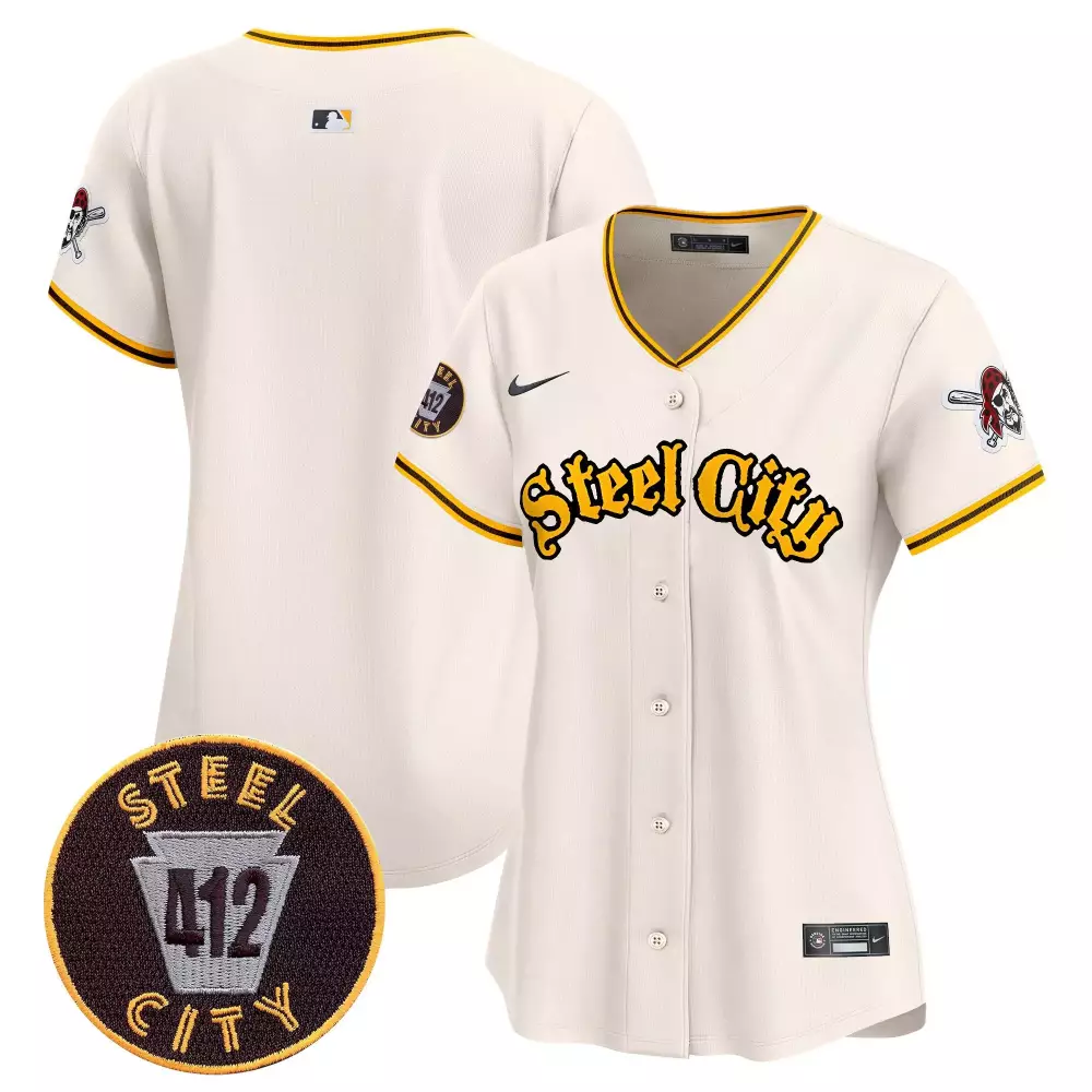 Pittsburgh Pirates 412 Patch Cream Jersey | Vapor Premier Limited Edition for Women | Stylish Fan Gear for All